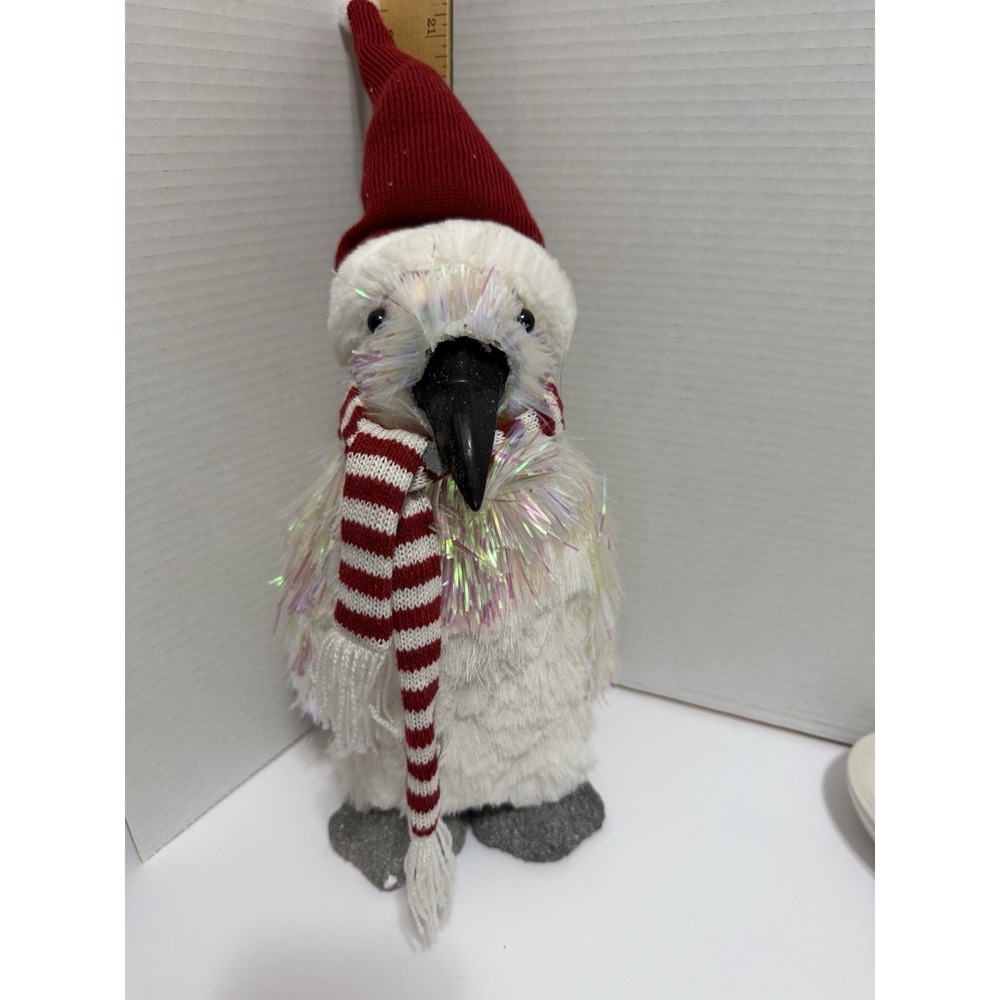 14" Christmas PENGUIN Tabletop Holiday Winter Decor Shiny Sparkly Tinsel‎ Boho